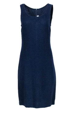 St. John - Navy Woven Knit Shift Dress Sz 8