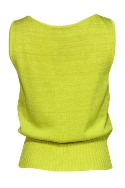 St. John - Neon Yellow Sparkly Sleeveless Sweater Sz S