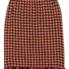 St. John - Orange, Burgundy & Maroon Houndstooth w/ Fringe Skirt Sz 4