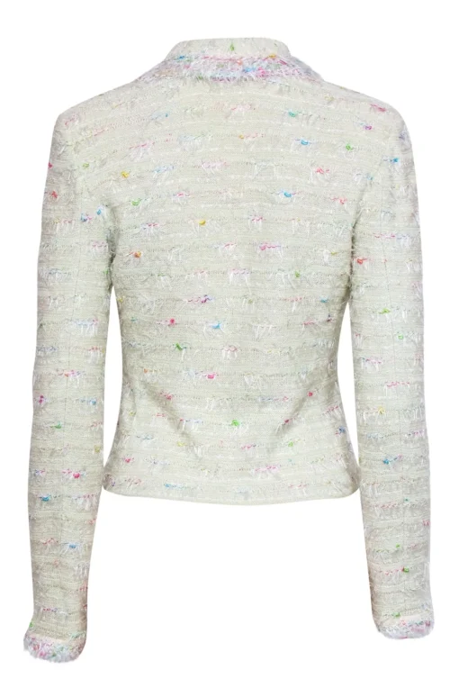 St. John - Pastel Mint Green Knit Blazer w/ Multicolor Stitching Sz S