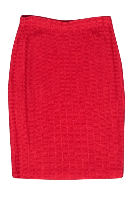 St. John - Red Knit Pencil Skirt Sz 6