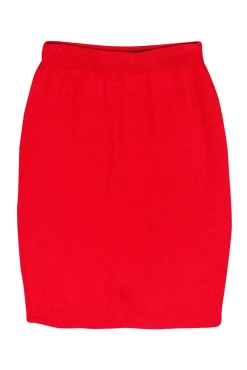 St. John - Red Knit Pencil Skirt Sz S