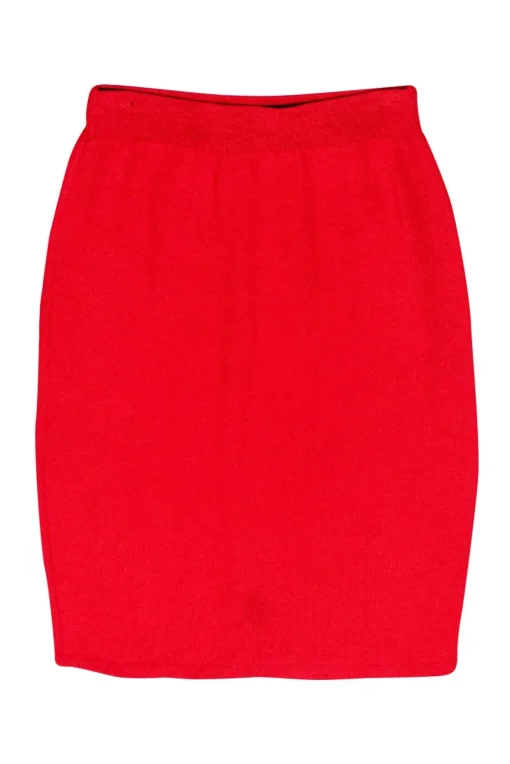 St. John - Red Knit Pencil Skirt Sz S