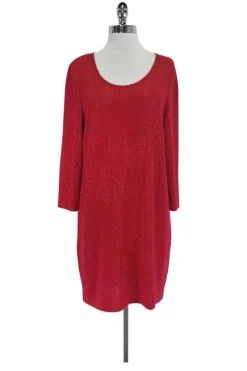 St. John - Red Shift Dress w/ Small Beads Sz 8