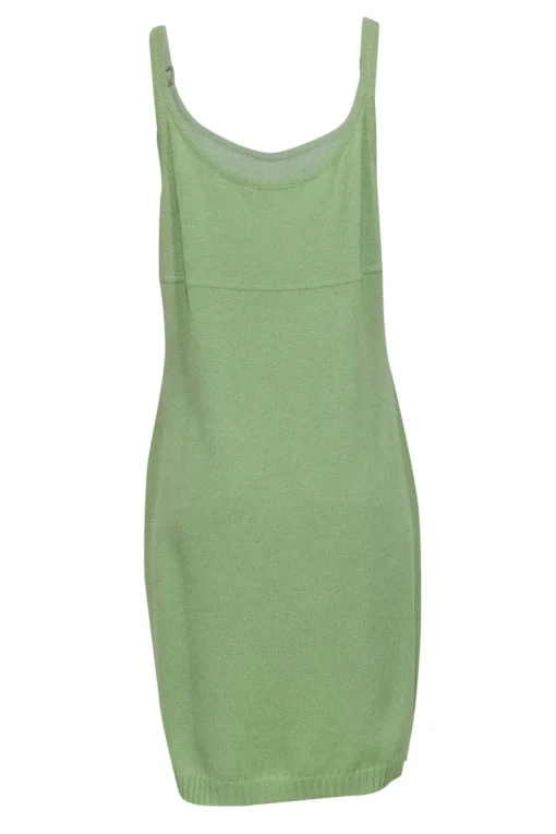 St. John - Sage Green Knit Tank Dress w/ Buckle Straps Sz M