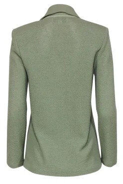 St. John - Sage Green Woven Knit Golden-Button Jacket Sz 4