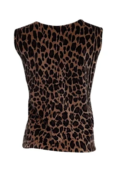 St. John - Tan & Black Leopard Print Velvet Tank Sz L