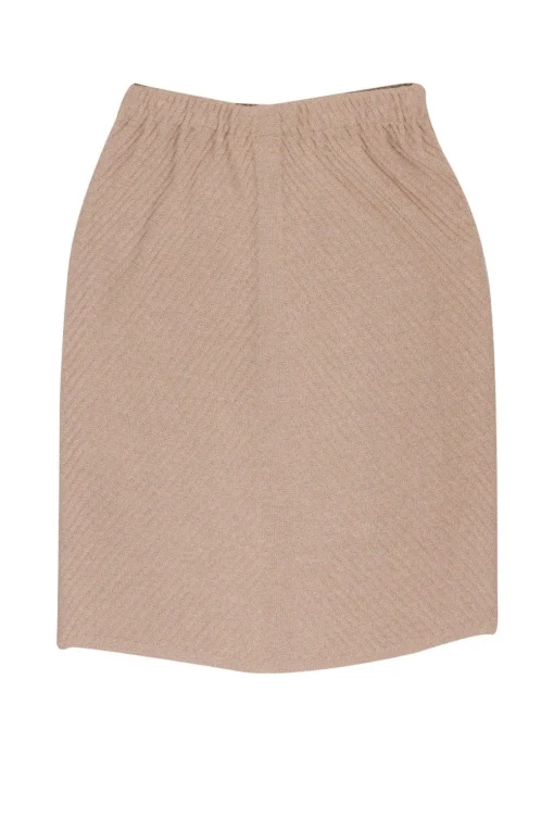 St. John - Tan Ribbed Knit Pencil Skirt Sz 4