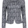 St. John - White & Black Metallic Knit Jacket w/ Rhinestones Sz 2