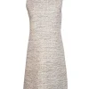 St. John - White, Green, & Peach Textured Knit Dress Sz 8