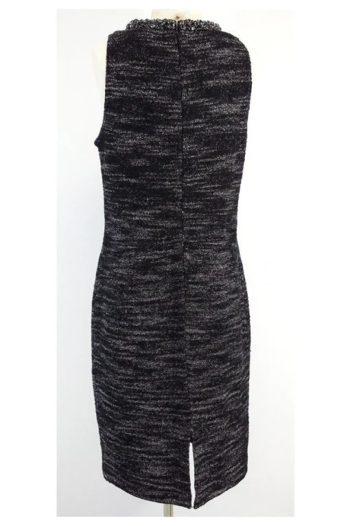 St. John Couture - Black & Silver Metallic Sleeveless Dress Sz 12