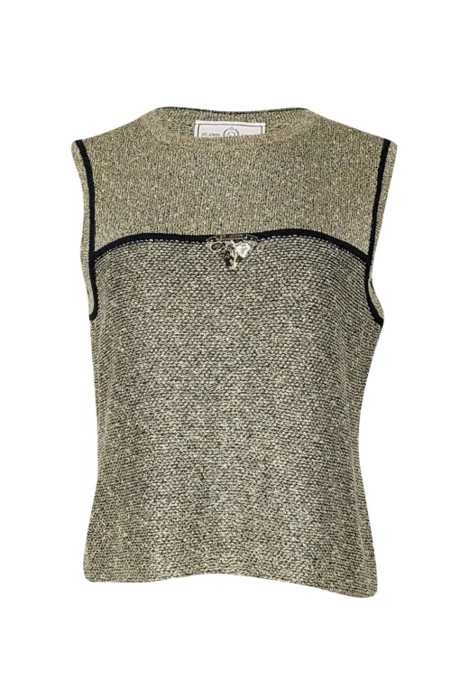 St. John Sport - Green & Metallic Gold Knit Tank Top Sz M