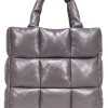 Stand Studio - Taupe Quilted Leather "Assante" Puffy Tote Bag