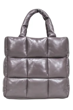 Stand Studio - Taupe Quilted Leather "Assante" Puffy Tote Bag