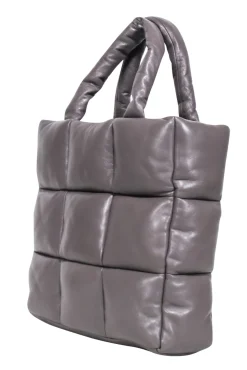 Stand Studio - Taupe Quilted Leather "Assante" Puffy Tote Bag