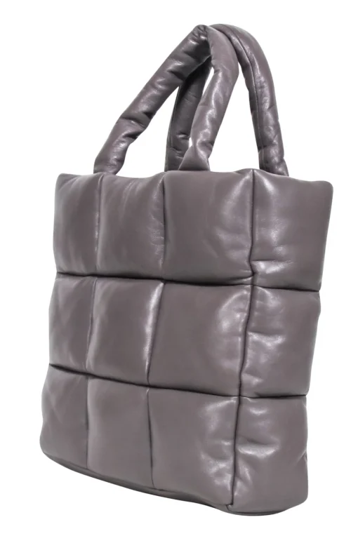 Stand Studio - Taupe Quilted Leather "Assante" Puffy Tote Bag