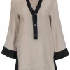 Staud - Beige Linen w/ Black Trim Tunic Sz XS