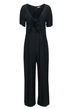 Staud - Black Wide Leg Tie Front Jumpsuit Sz M