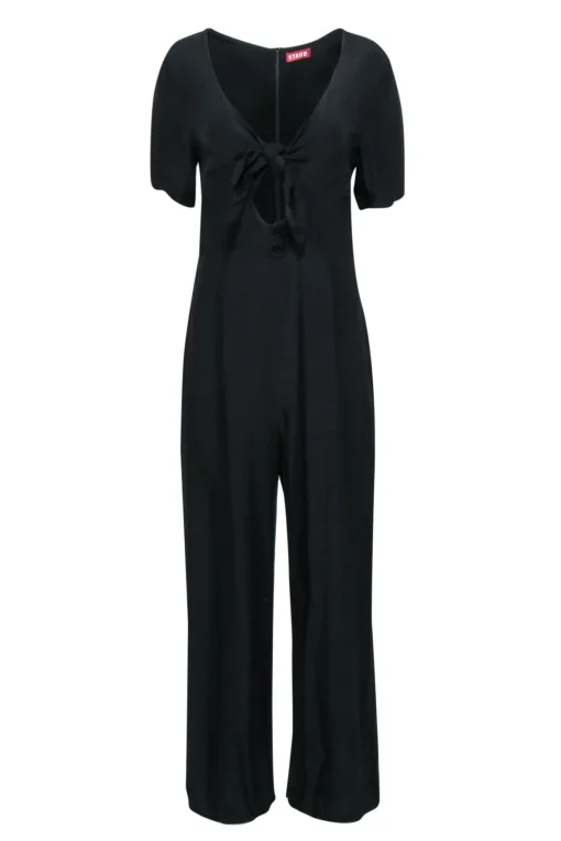 Staud - Black Wide Leg Tie Front Jumpsuit Sz M