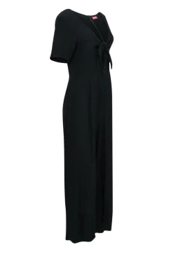 Staud - Black Wide Leg Tie Front Jumpsuit Sz M