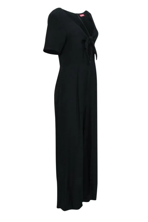Staud - Black Wide Leg Tie Front Jumpsuit Sz M