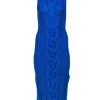 Staud - Blue Chunky Cable Knit Sleeveless Turtleneck Maxi Dress Sz M