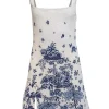 Staud - Ivory & Blue "Le Sable" Floral Beaded Minidress Sz M