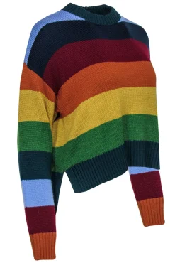 Staud - Multicolor Striped Merino Wool Blend Crewneck Sweater Sz S