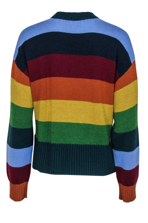 Staud - Multicolor Striped Merino Wool Blend Crewneck Sweater Sz S