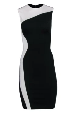 Stella McCartney - Black & White Curvy Colorblock Midi Dress Sz 0/2