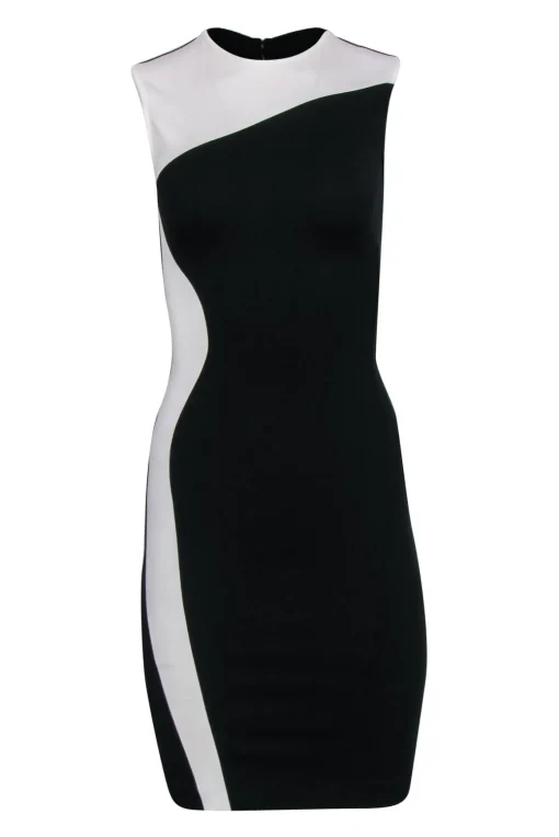 Stella McCartney - Black & White Curvy Colorblock Midi Dress Sz 0/2
