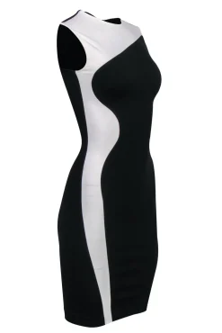 Stella McCartney - Black & White Curvy Colorblock Midi Dress Sz 0/2