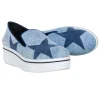Stella McCartney - Blue Denim Chambray Star Print Platform Loafers Sz 11