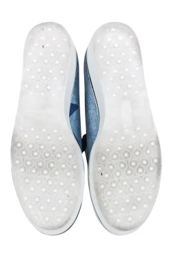 Stella McCartney - Blue Denim Chambray Star Print Platform Loafers Sz 11