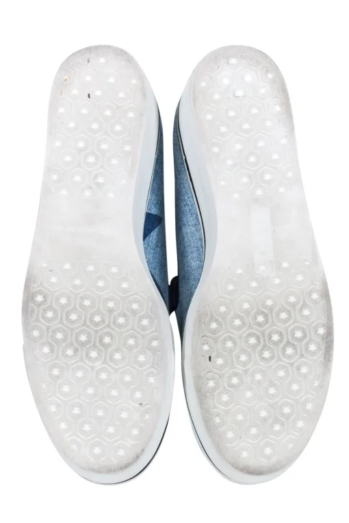 Stella McCartney - Blue Denim Chambray Star Print Platform Loafers Sz 11