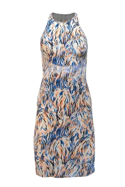 Stella McCartney - Cream w/ Blue, Black, & Orange Print Sleeveless Dress Sz 0