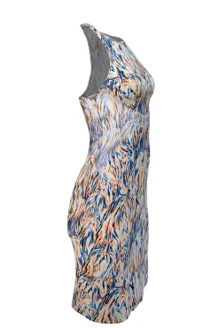 Stella McCartney - Cream w/ Blue, Black, & Orange Print Sleeveless Dress Sz 0