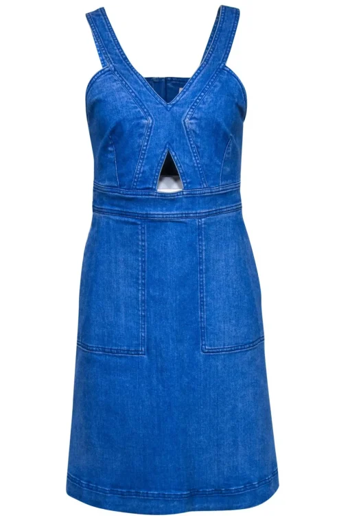 Stella McCartney - Light Blue Denim Keyhole Cutout Sundress w/ Pockets Sz 8