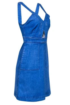 Stella McCartney - Light Blue Denim Keyhole Cutout Sundress w/ Pockets Sz 8