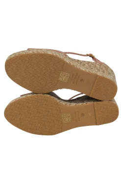 Stuart Weitzman - Beige Leather Espadrille Platform Wedges Sz 7.5