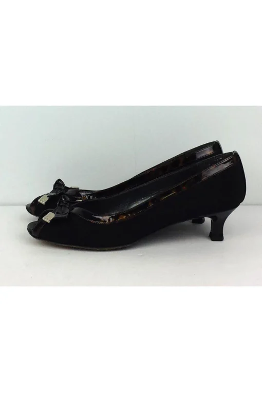 Stuart Weitzman - Black & Brown Peep Toe Heels Sz 8.5