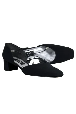 Stuart Weitzman - Black Block Heel Pumps w/ Crisscross Design Sz 7.5