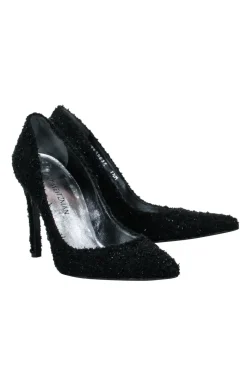 Stuart Weitzman - Black Boucle Tweed Pointed Toe Pumps Sz 7.5
