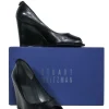 Stuart Weitzman - Black Leather Peep Toe Wedges Sz 8
