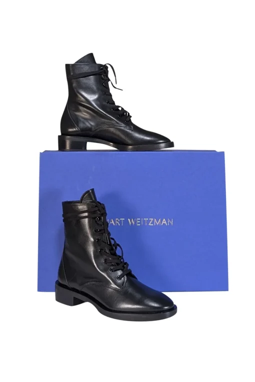 Stuart Weitzman - Black Leather "Sondra Sleek" Short Boots Sz 8