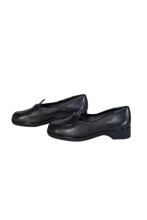 Stuart Weitzman - Black Leather Loafers w/ Patent Trim & Bow Accent Sz 10