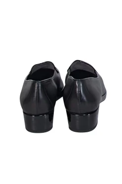 Stuart Weitzman - Black Leather Loafers w/ Patent Trim & Bow Accent Sz 10
