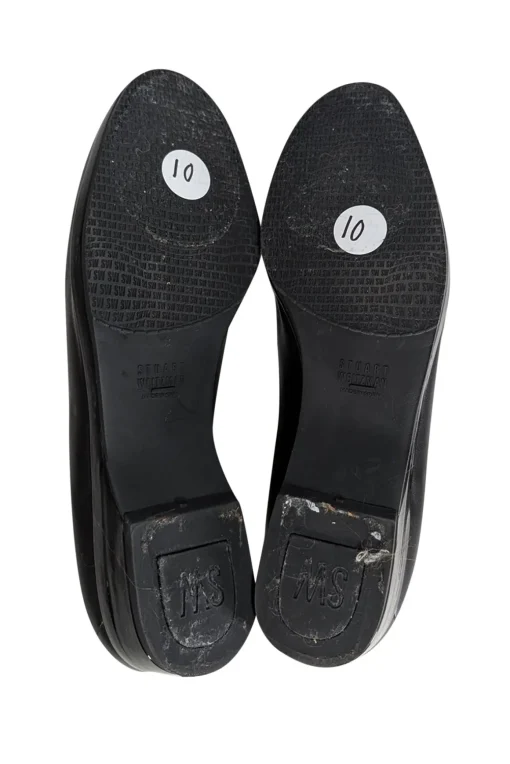 Stuart Weitzman - Black Leather Loafers w/ Patent Trim & Bow Accent Sz 10