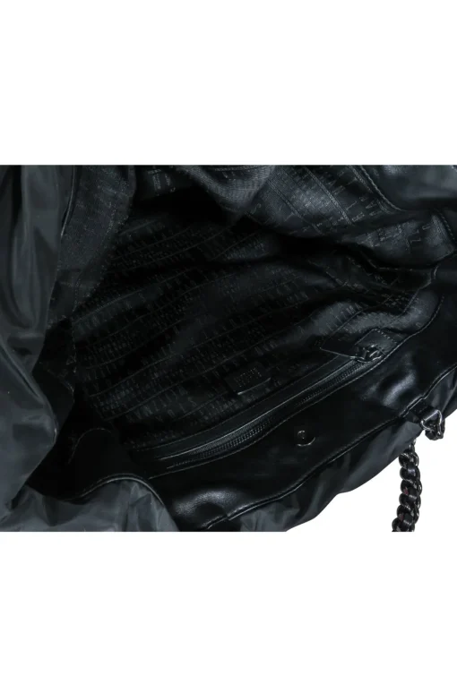 Stuart Weitzman - Black Quilted Puffer Tote Bag w/ Chain Straps