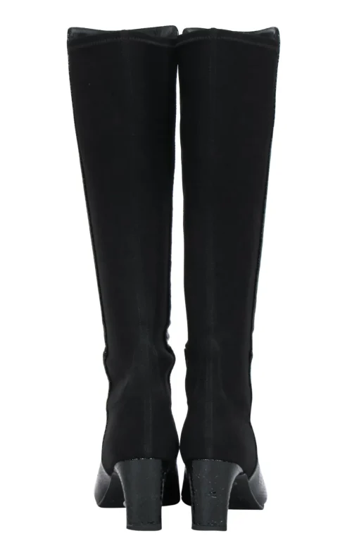 Stuart Weitzman - Black Reptile Embossed Patent Leather Boots Sz 9